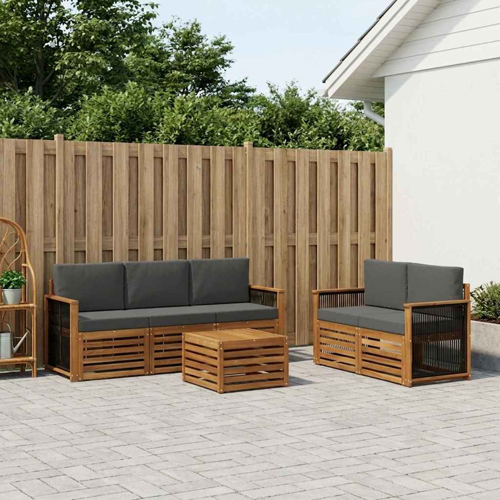 Outdoor-Sofagarnitur 6 stk. Natur und Anthrazit