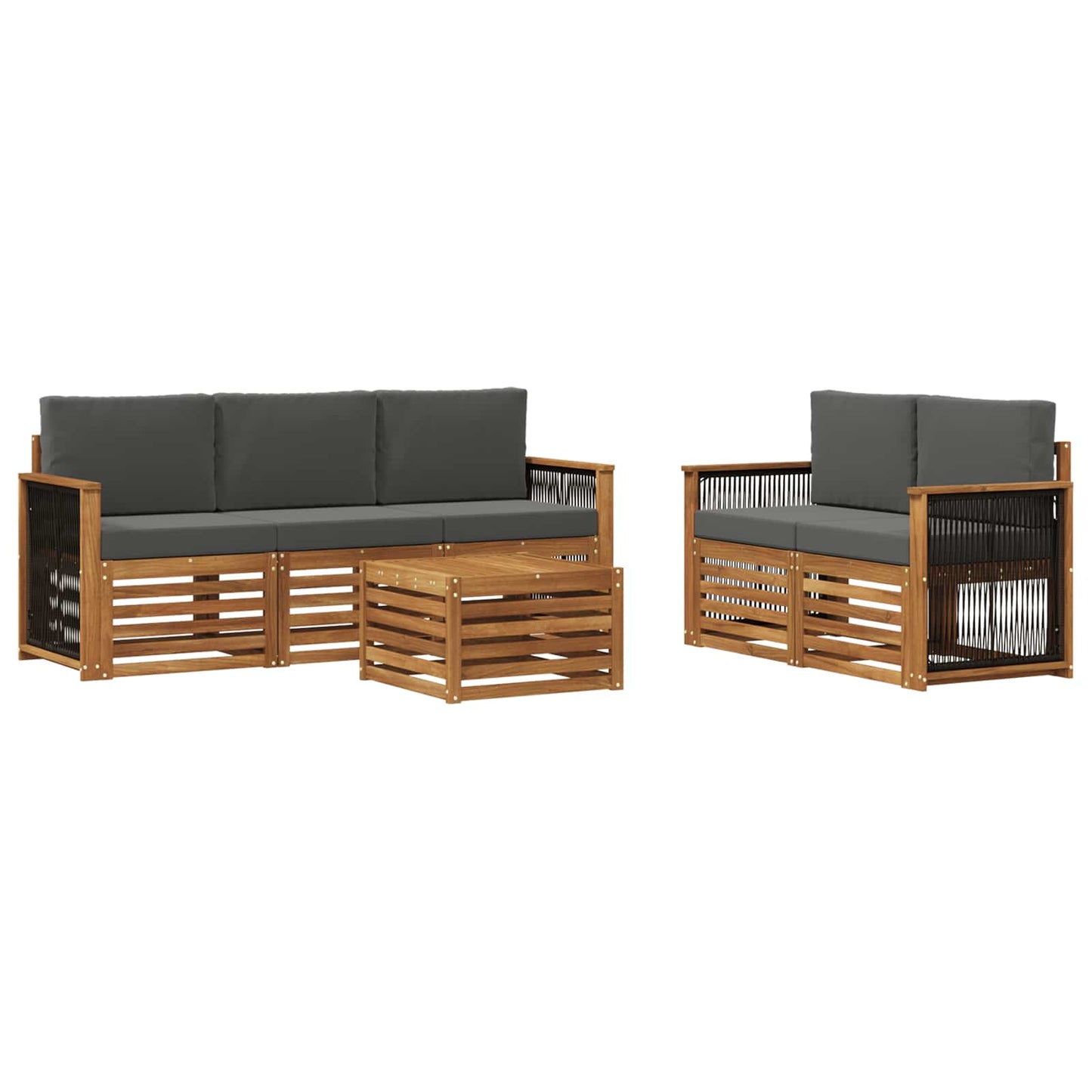Outdoor-Sofagarnitur 6 stk. Natur und Anthrazit