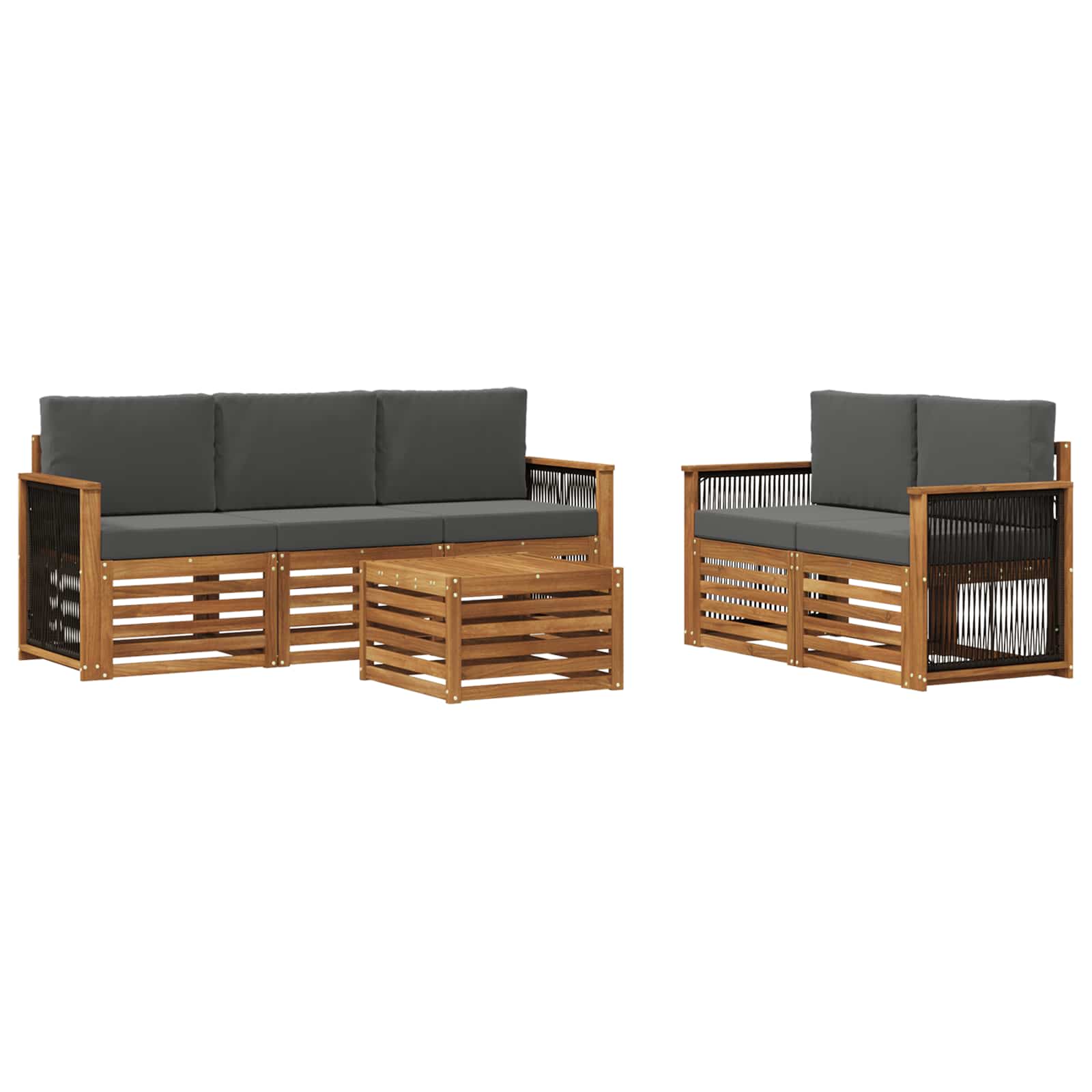 Outdoor-Sofagarnitur 6 stk. Natur und Anthrazit