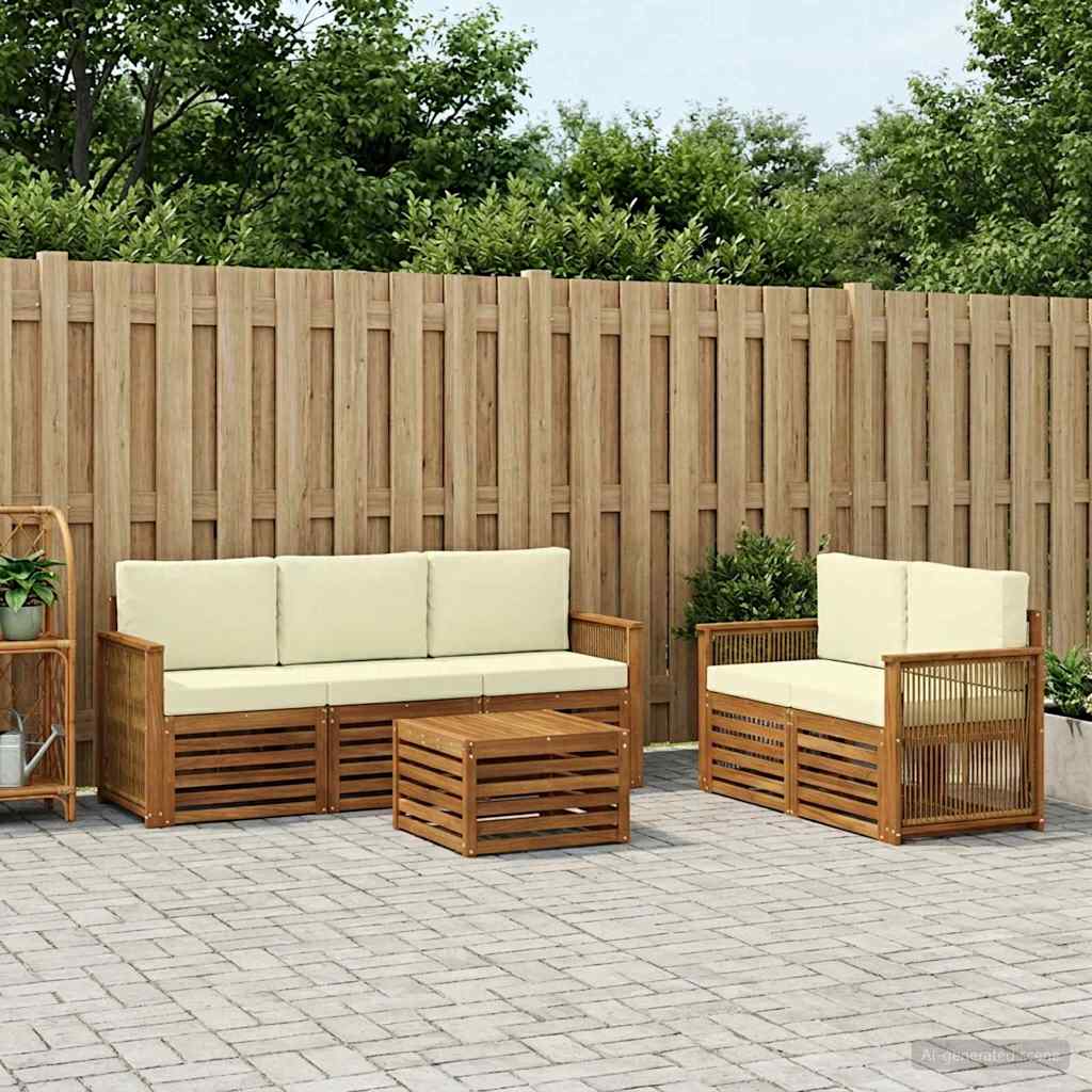 Sofagarnituren mit Kissen 6 pcs Massivholz Akazie