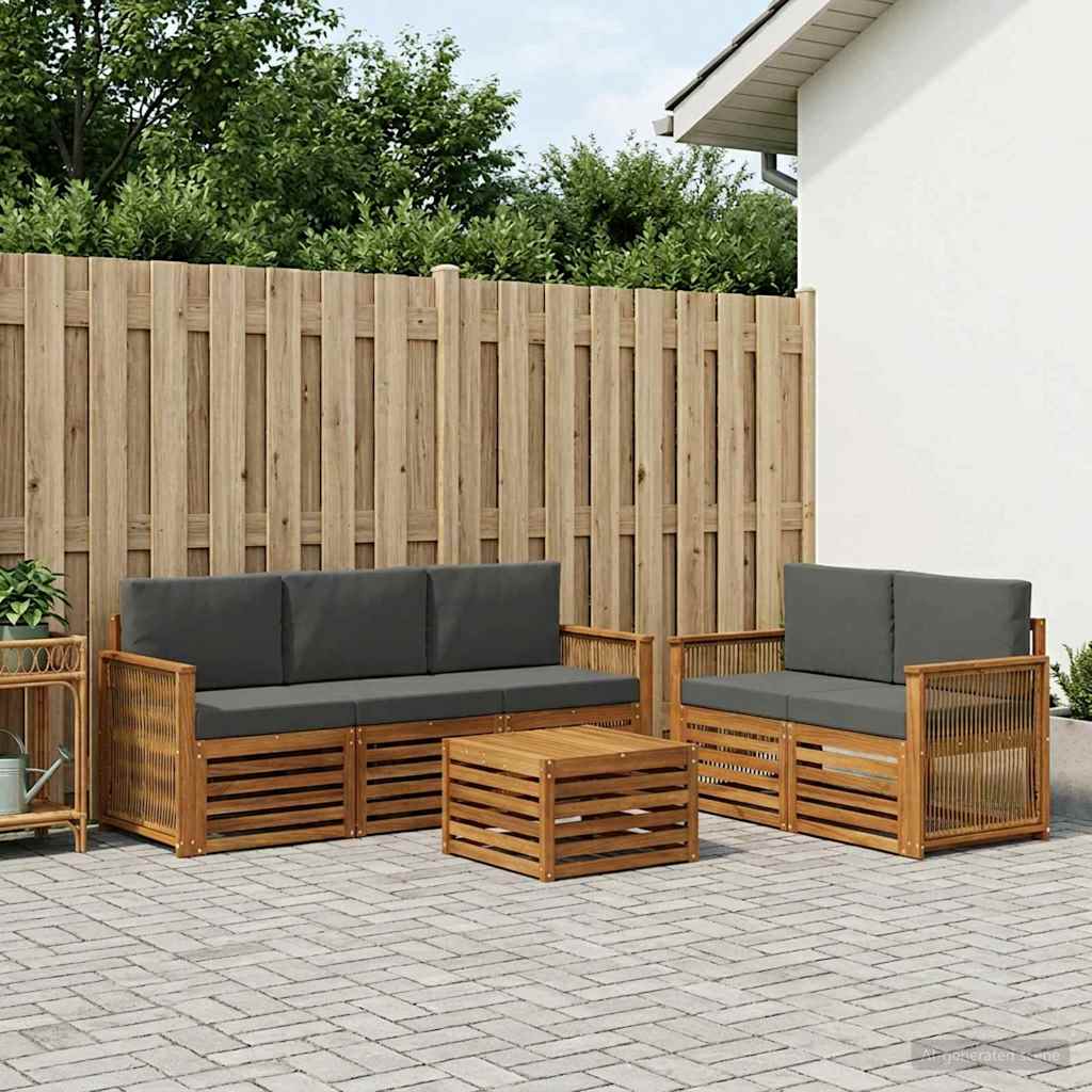 Sofagarnituren mit Kissen 6 pcs Massivholz Akazie