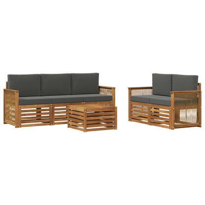Outdoor-Sofagarnitur 6 stk. Natur und Anthrazit