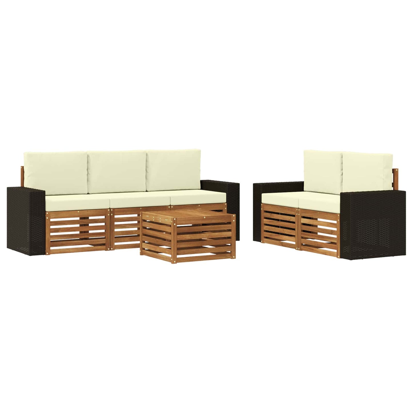 Sofagarnituren mit Kissen 6 pcs Massivholz Akazie