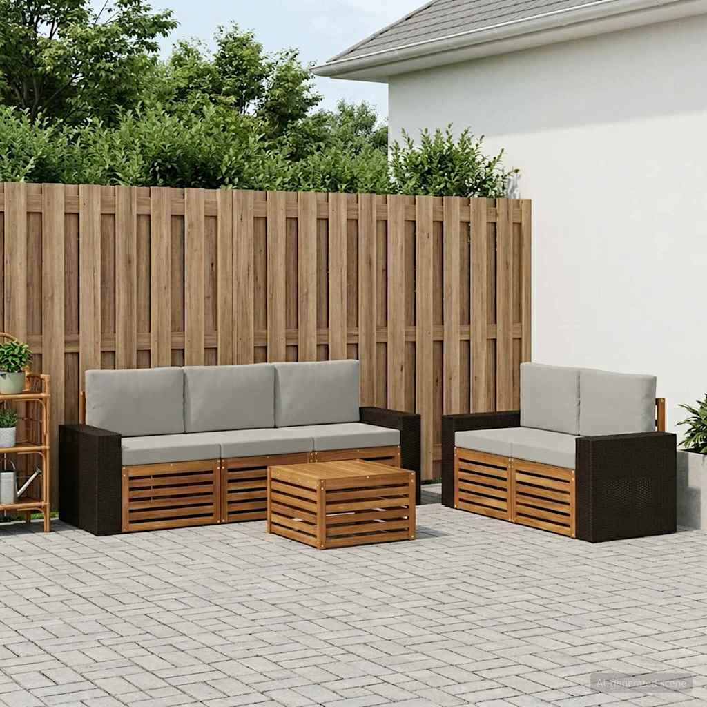 Sofagarnituren mit Kissen 6 pcs Massivholz Akazie