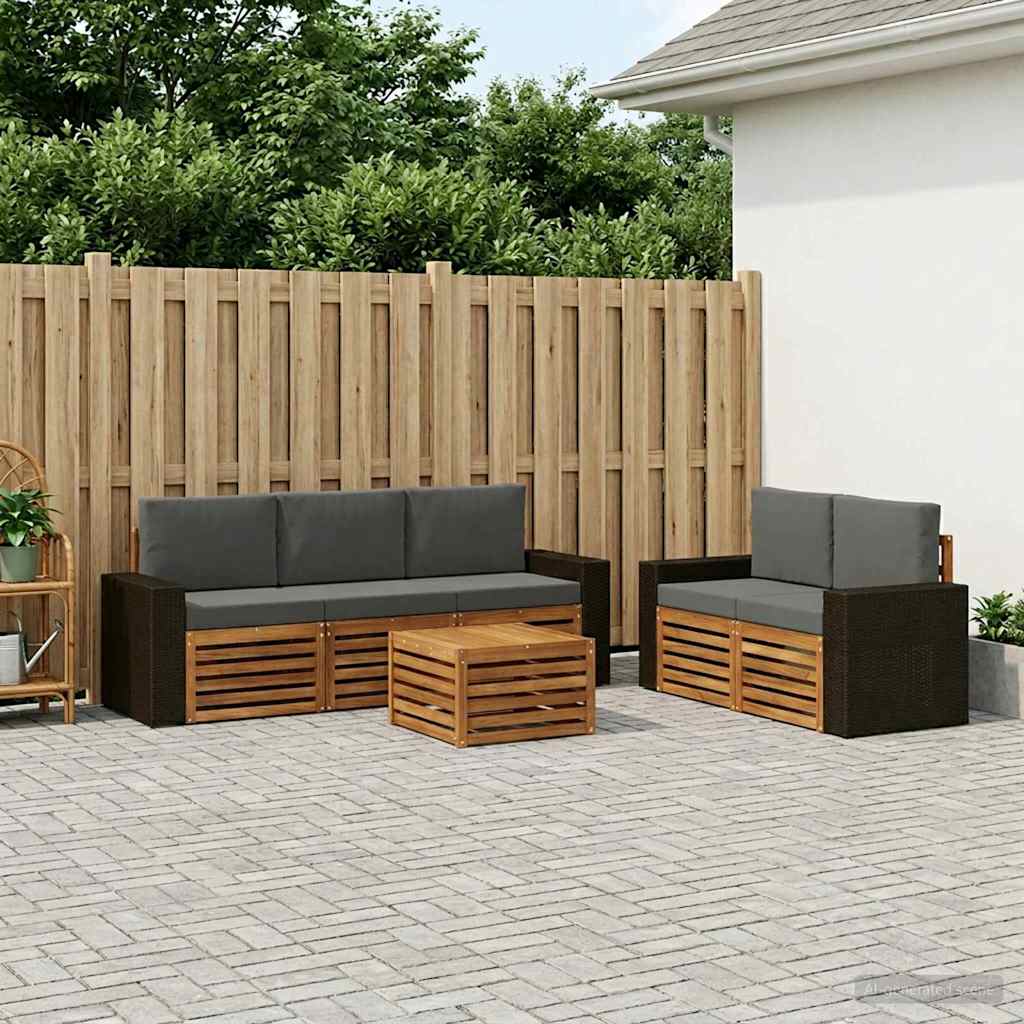 Sofagarnituren mit Kissen 6 pcs Massivholz Akazie