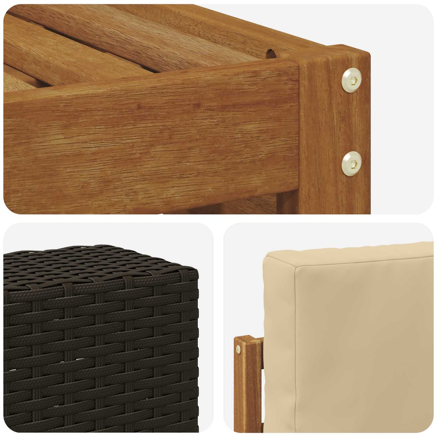 Outdoor-Sofagarnitur 6 Stk. Natur und Beige Massivholz Akazie