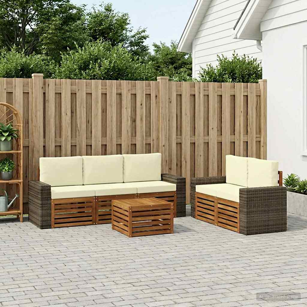 Sofagarnituren mit Kissen 6 pcs Massivholz Akazie