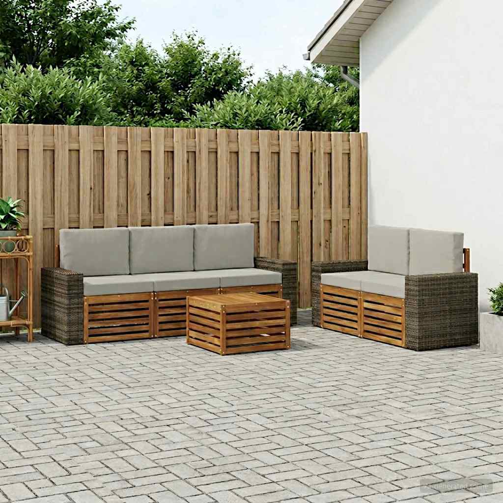 Sofagarnituren mit Kissen 6 pcs Massivholz Akazie