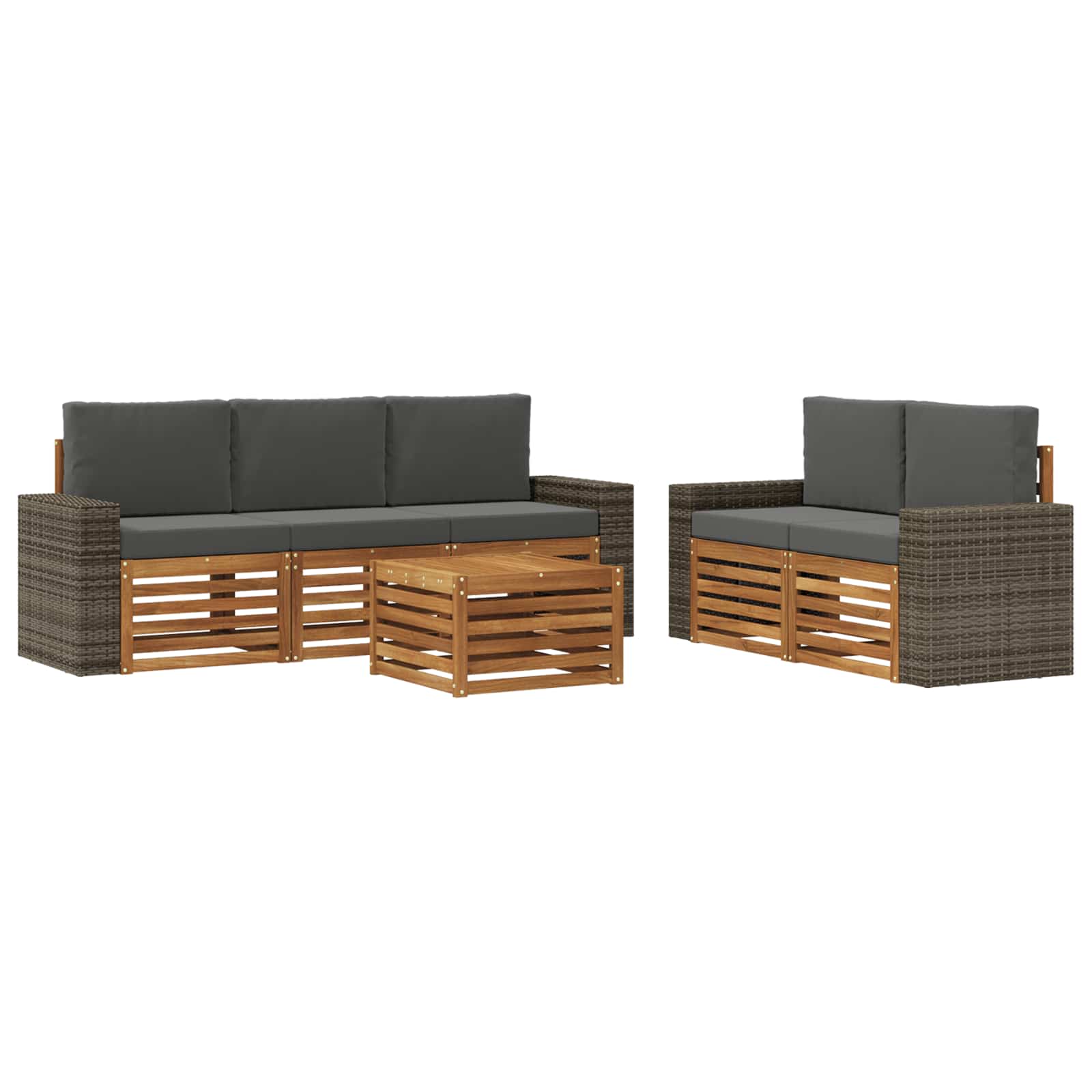 Outdoor-Sofagarnitur 6 Stk. Natur und Anthrazit