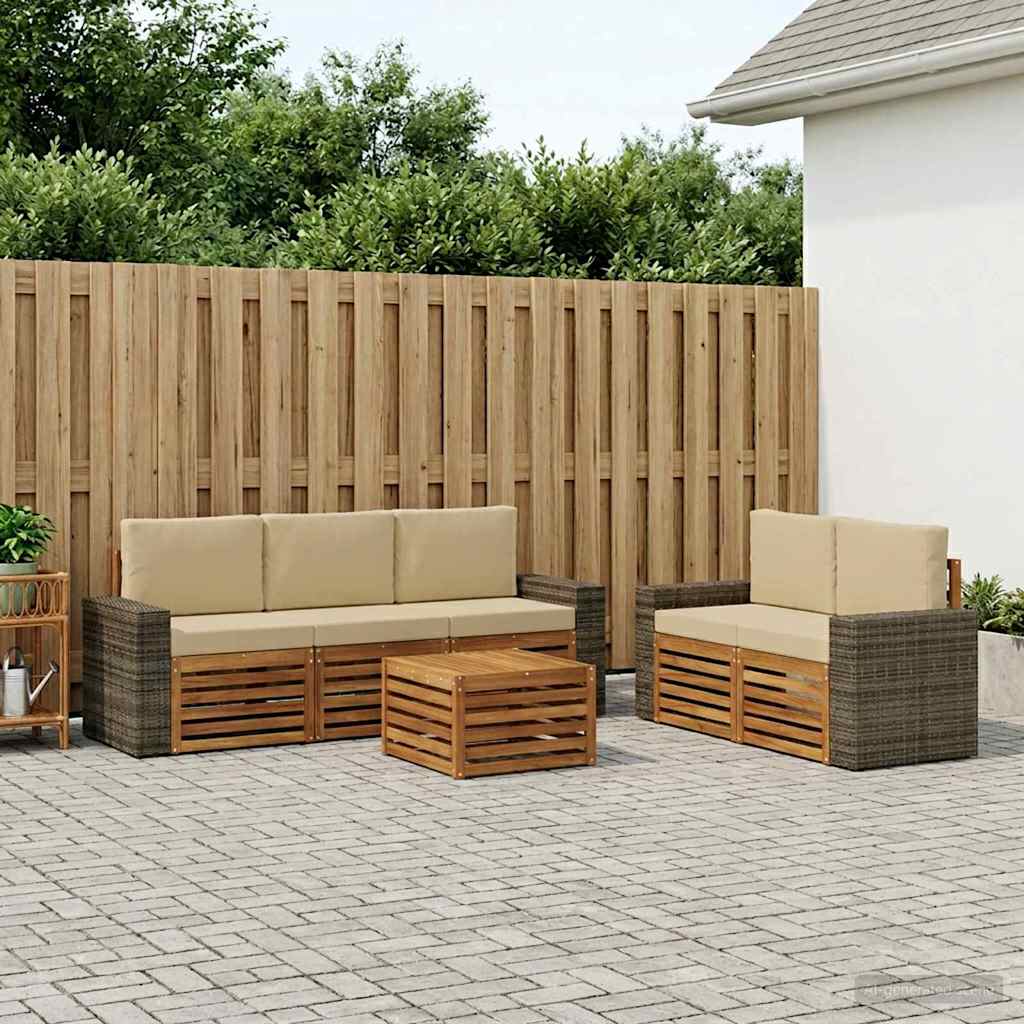 Sofagarnituren mit Kissen 6 pcs Massivholz Akazie