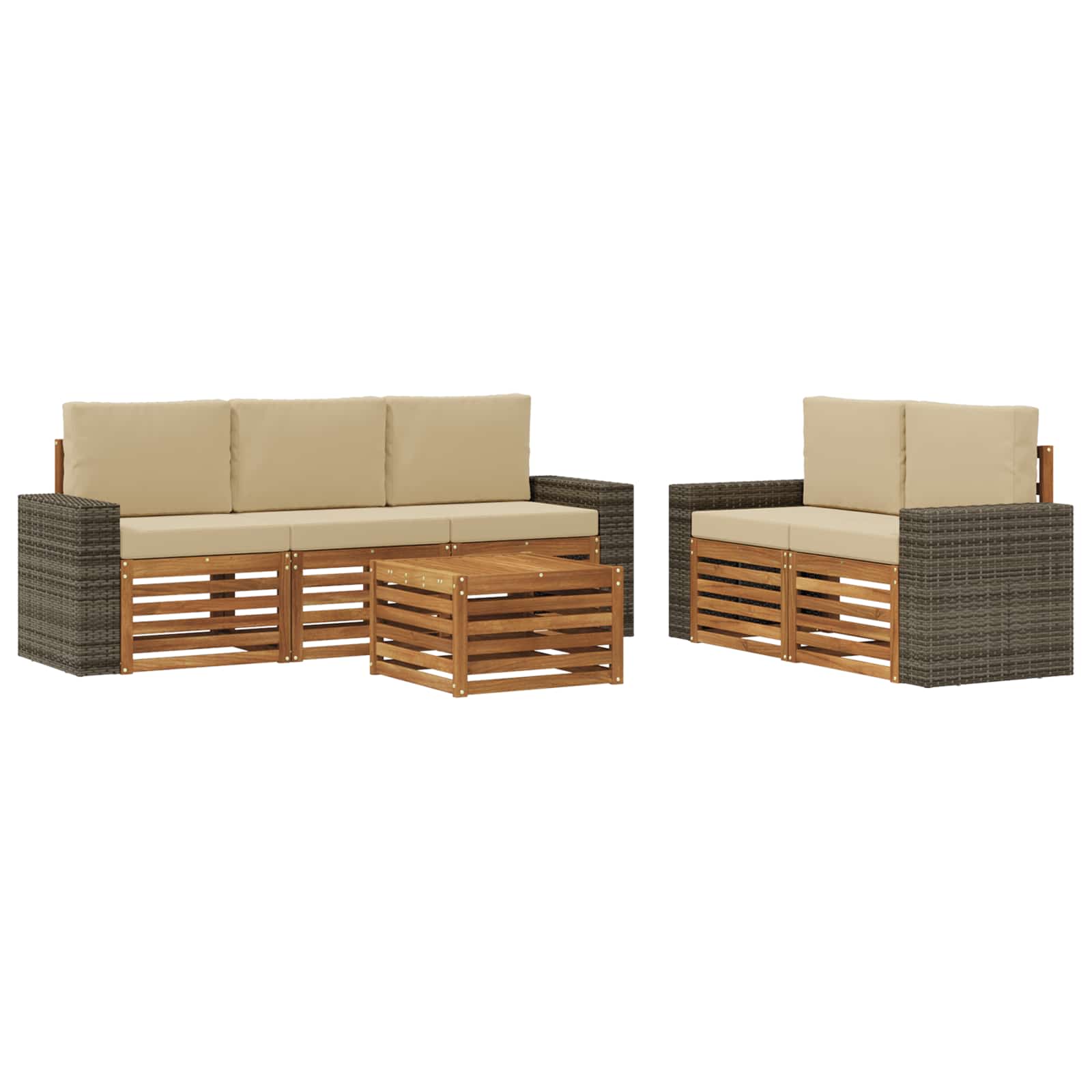 Sofagarnituren mit Kissen 6 pcs Massivholz Akazie