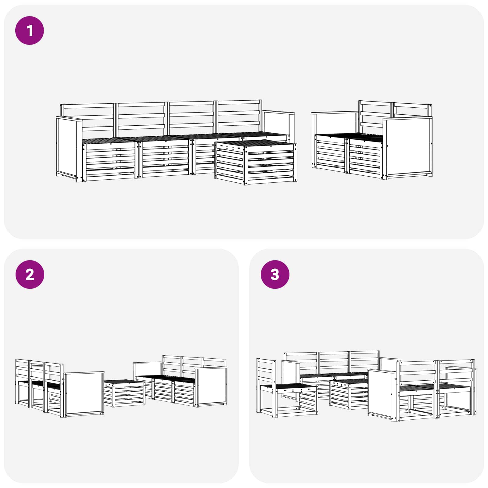Outdoor-Sofagarnitur 7 pcs Natur Massivholz Akazie