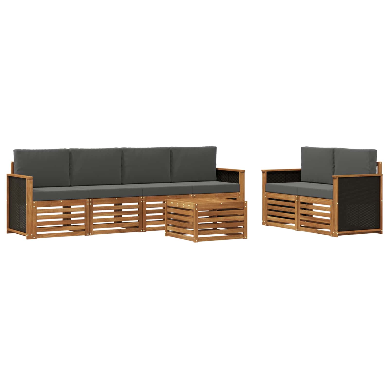 Outdoor-Sofagarnitur mit Kissen 7 pcs Natur und Anthrazit