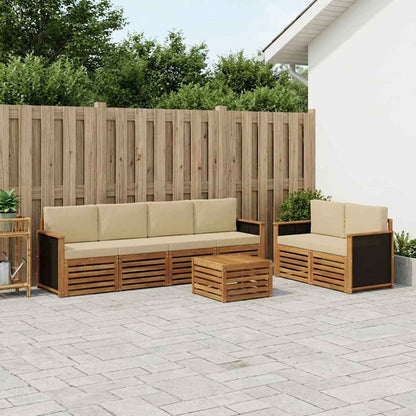 Outdoor-Sofagarnitur 7 stk. Natur und Beige Massivholz Akazie