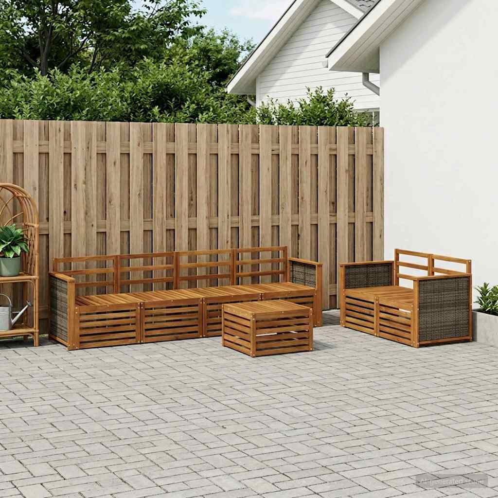Outdoor-Sofagarnitur 7 pcs Natur Massivholz Akazie
