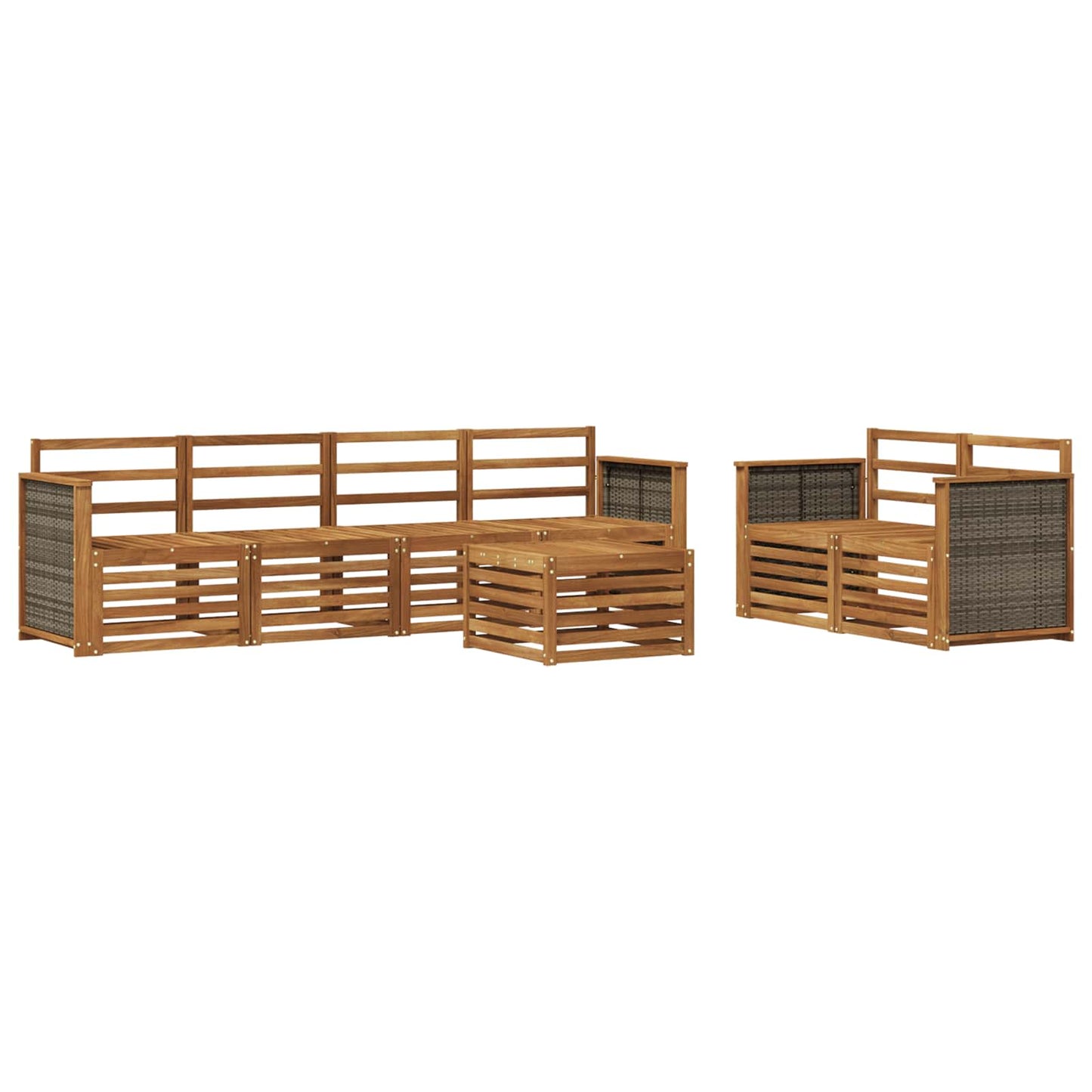 Outdoor-Sofagarnitur 7 pcs Natur Massivholz Akazie