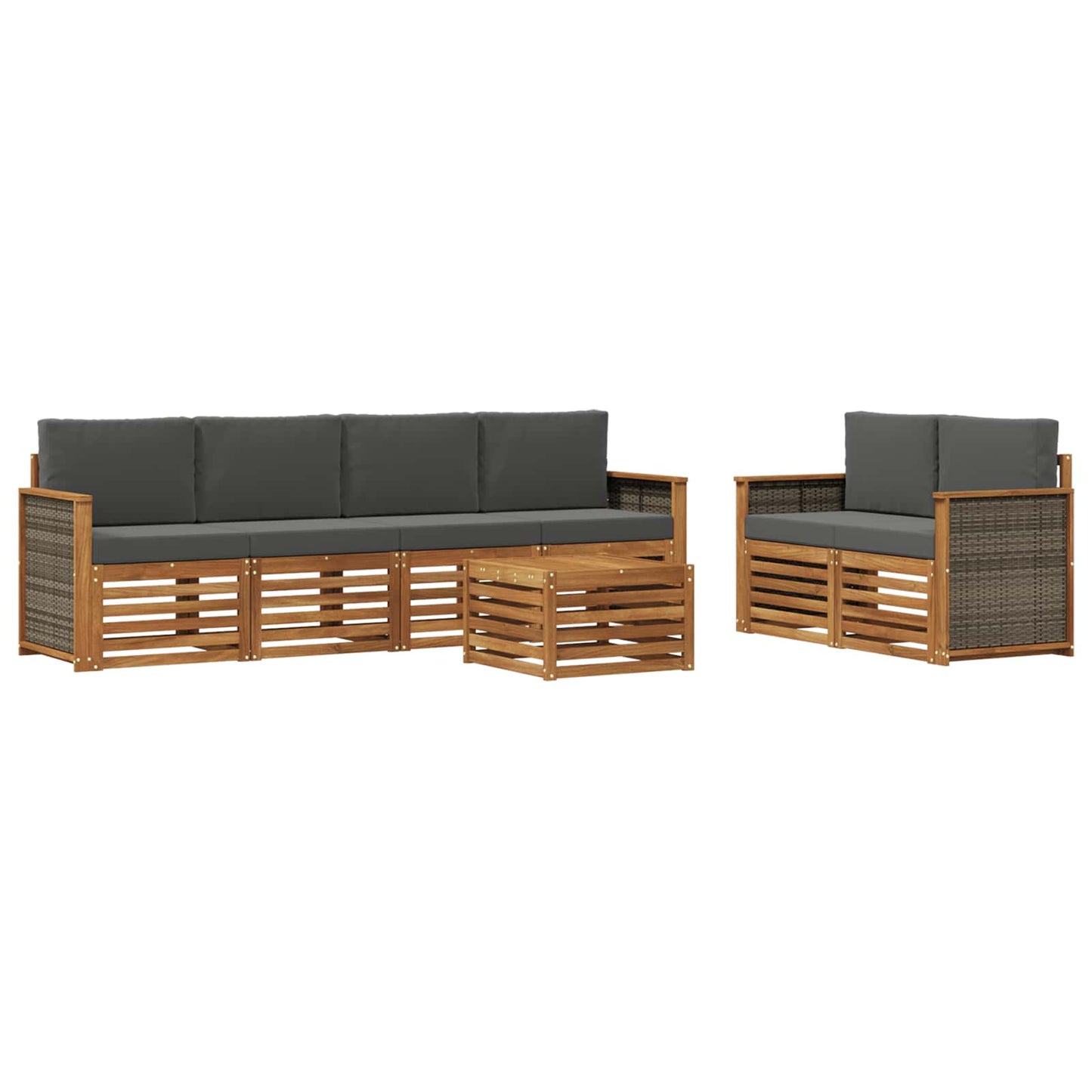 Outdoor-Sofagarnitur mit Kissen 7 pcs Natur und Anthrazit