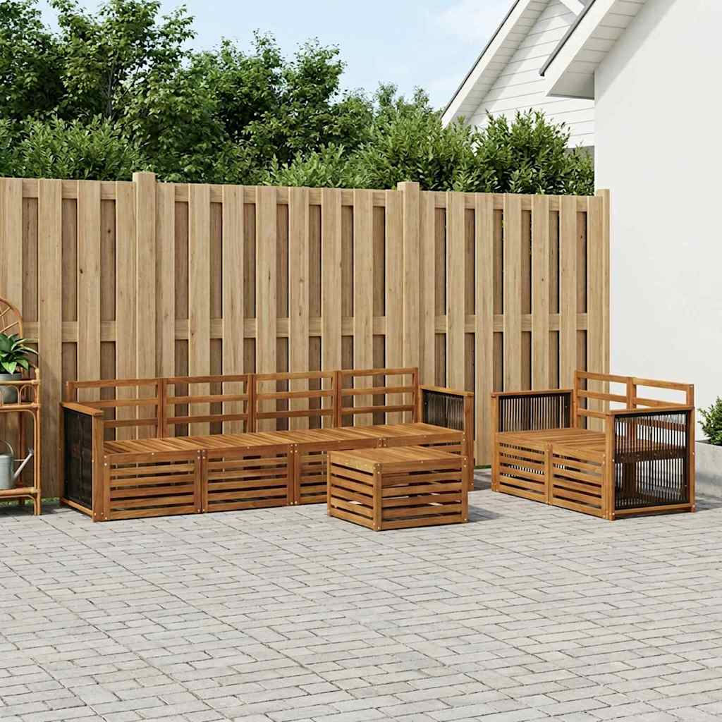 Outdoor-Sofagarnitur 7 pcs Natur Massivholz Akazie