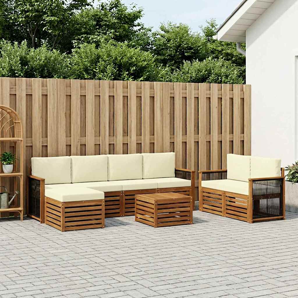 Outdoor-Sofagarnitur 7 pcs Natur und Creme Massivholz Akazie