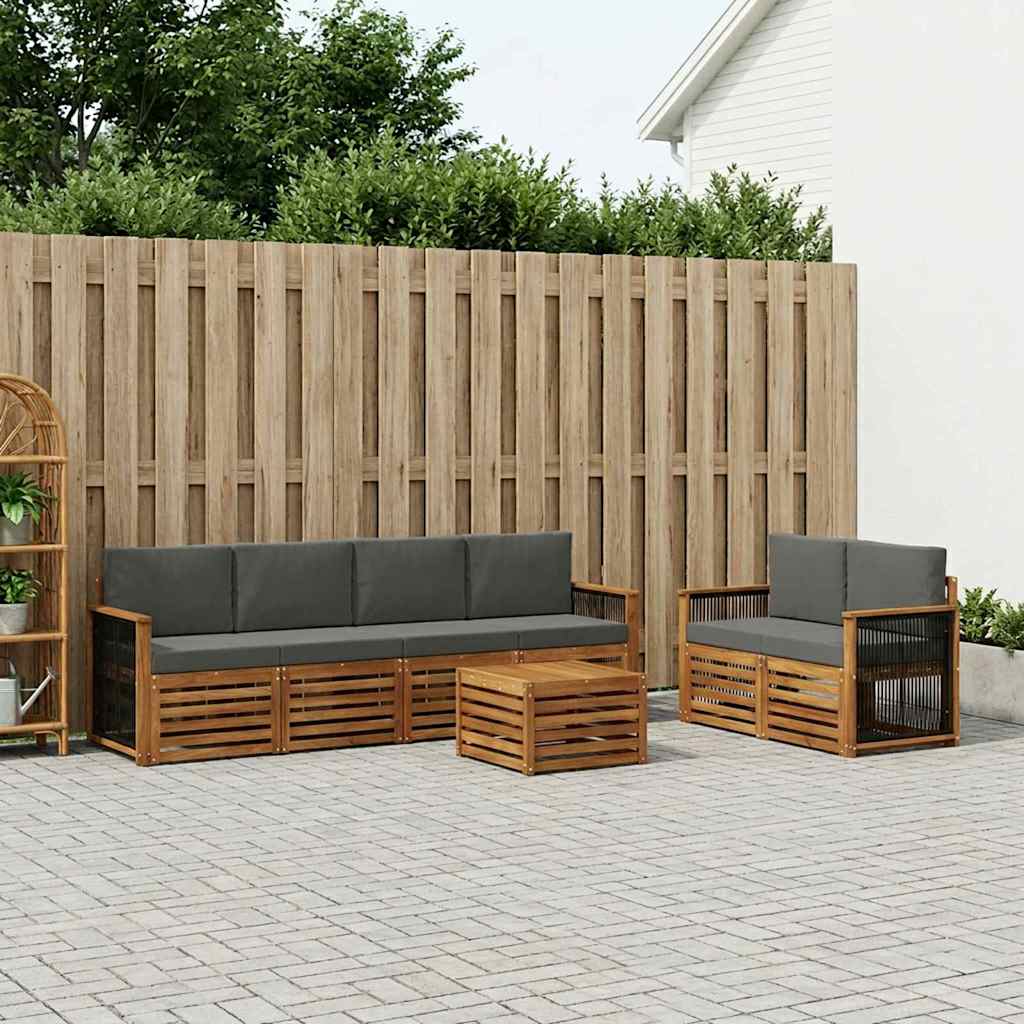 Outdoor-Sofagarnitur mit Kissen 7 pcs Natur und Anthrazit