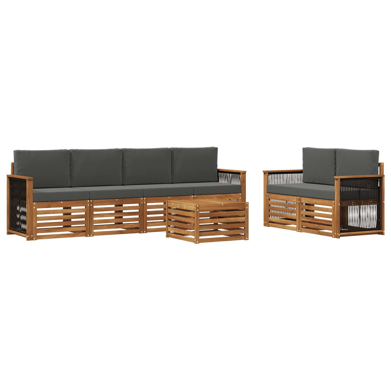 Outdoor-Sofagarnitur mit Kissen 7 pcs Natur und Anthrazit