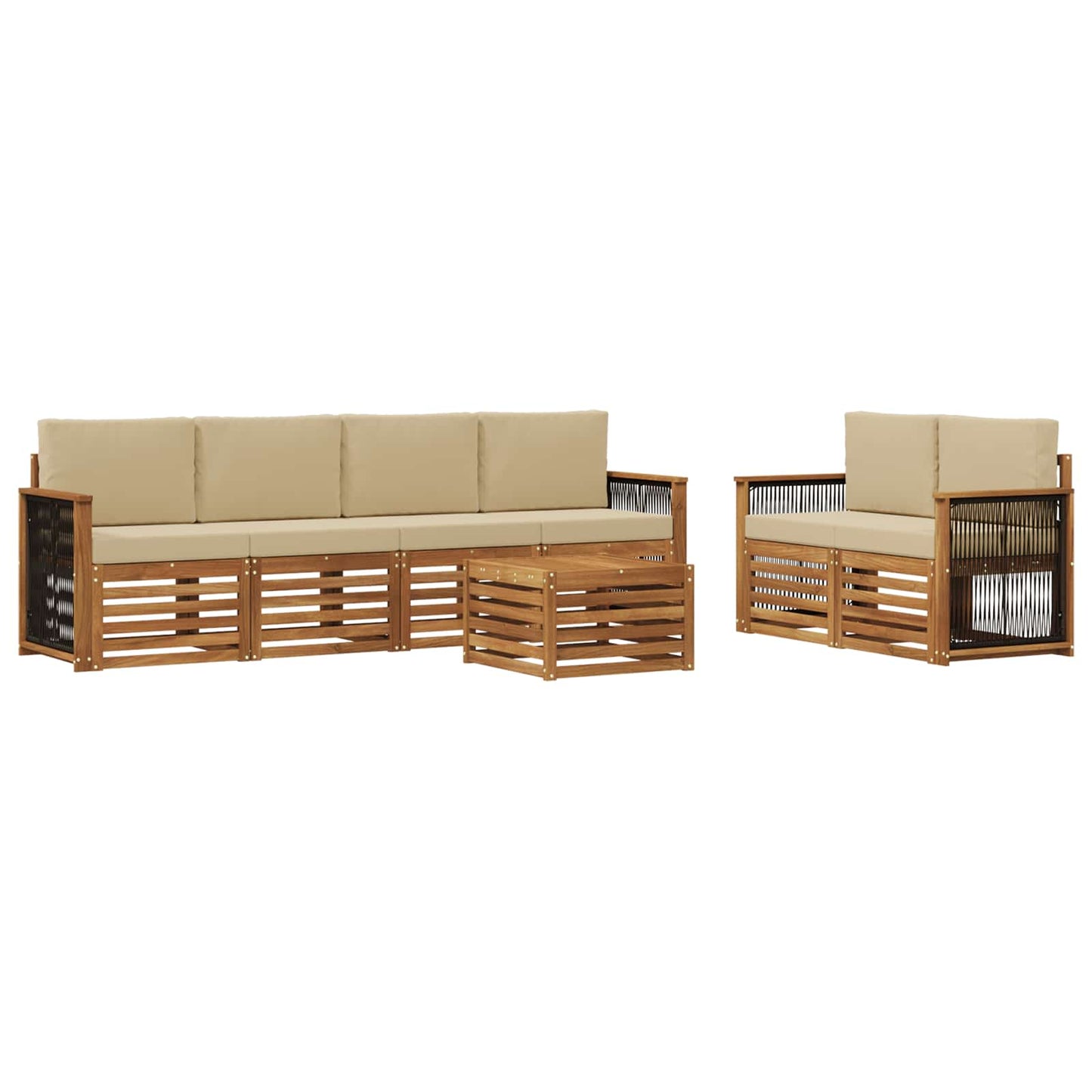Outdoor-Sofagarnitur 7 pcs Natur und Beige Massivholz Akazie