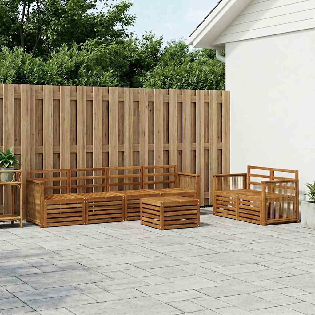 Outdoor-Sofagarnitur 7 pcs Natur Massivholz Akazie