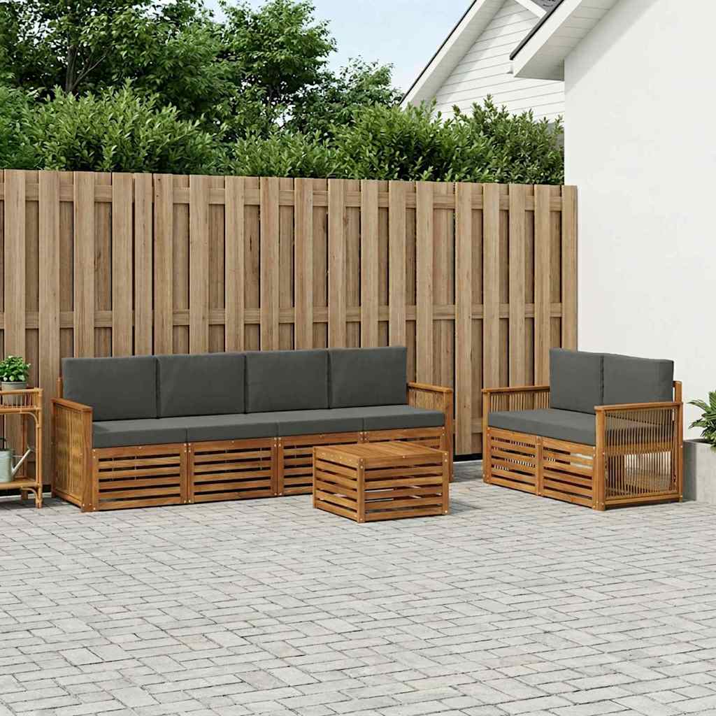Outdoor-Sofagarnitur mit Kissen 7 pcs Natur und Anthrazit