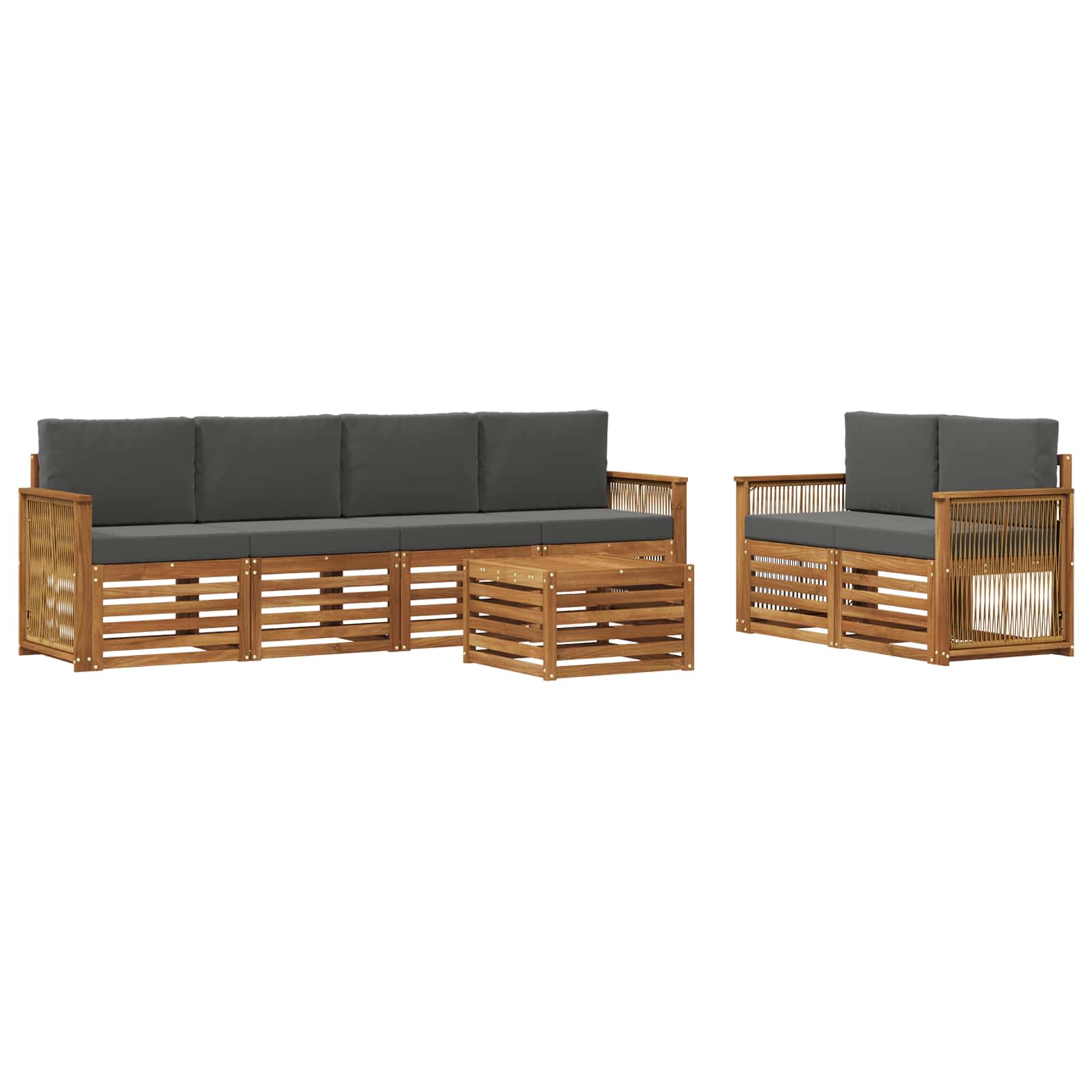 Outdoor-Sofagarnitur mit Kissen 7 pcs Natur und Anthrazit