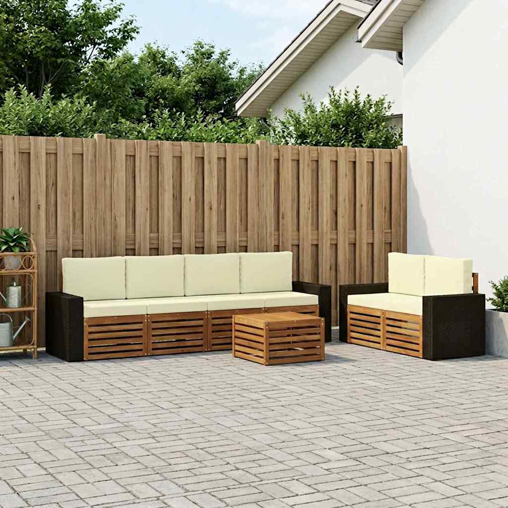 Outdoor-Sofagarnitur 7 pcs Natur und Creme Massivholz Akazie