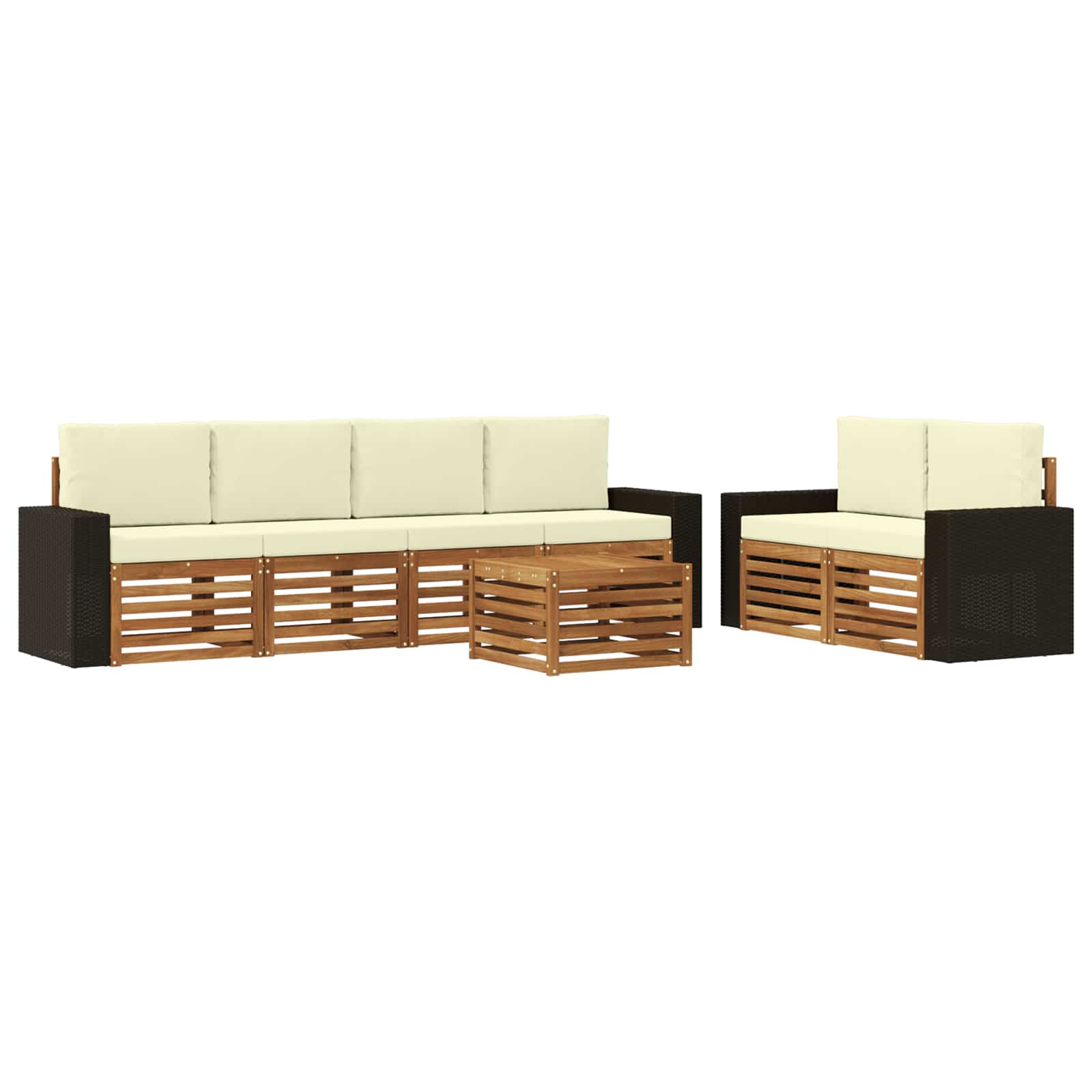 Outdoor-Sofagarnitur 7 pcs Natur und Creme Massivholz Akazie