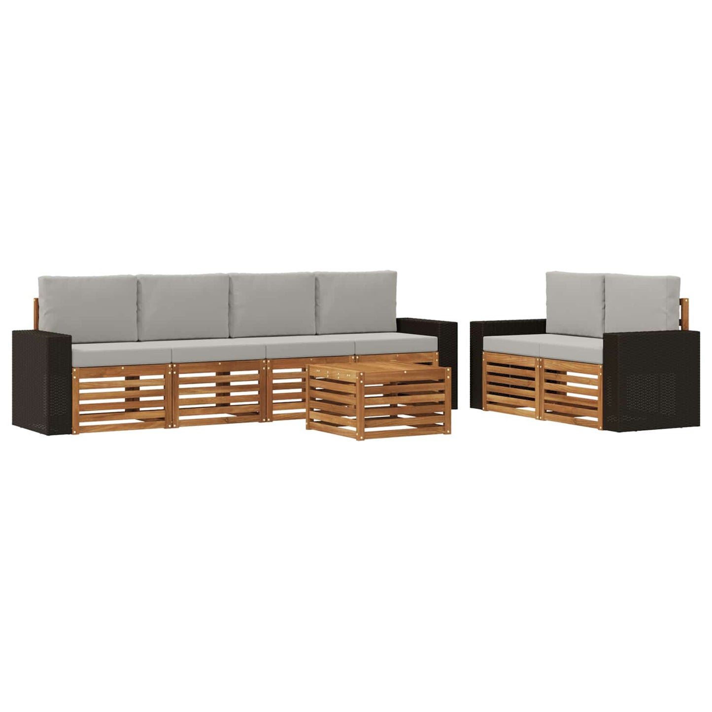 Outdoor-Sofagarnitur mit Kissen 7 pcs Natürlich und Hellgrau