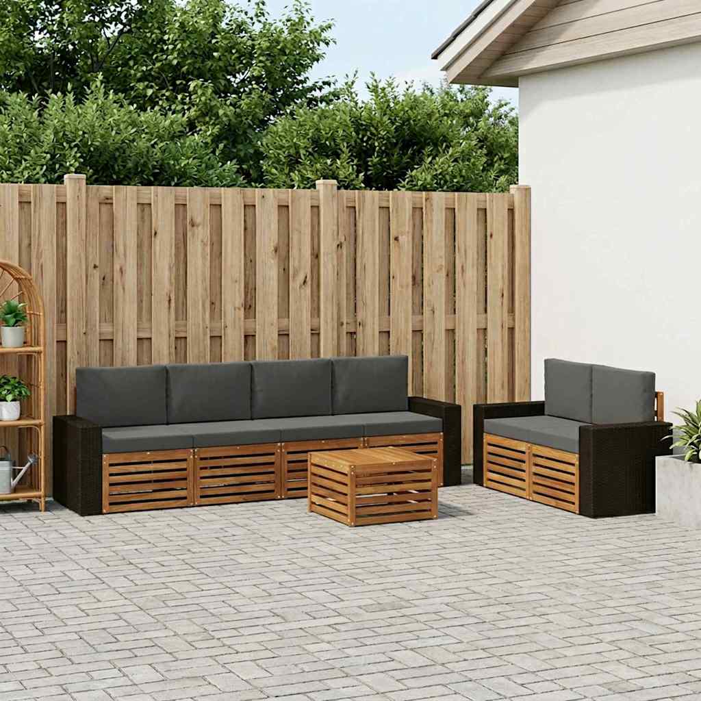 Outdoor-Sofagarnitur 7 stk. Natur und Anthrazit