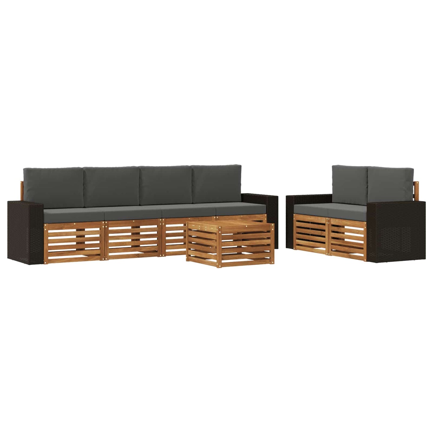 Outdoor-Sofagarnitur 7 stk. Natur und Anthrazit