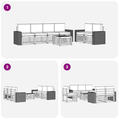 Outdoor-Sofagarnitur 7 stk. Natur und Anthrazit