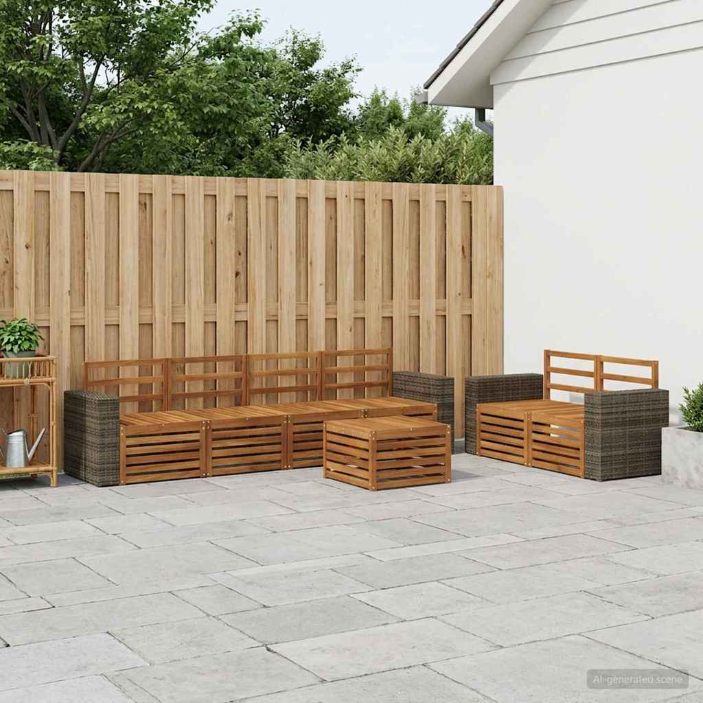 Outdoor-Sofagarnitur 7 pcs Natur Massivholz Akazie