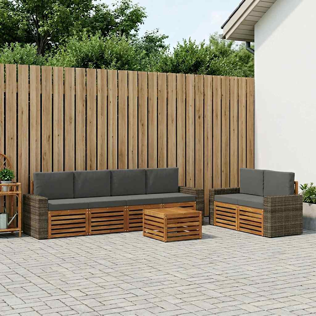Outdoor-Sofagarnitur 7 stk. Natur und Anthrazit