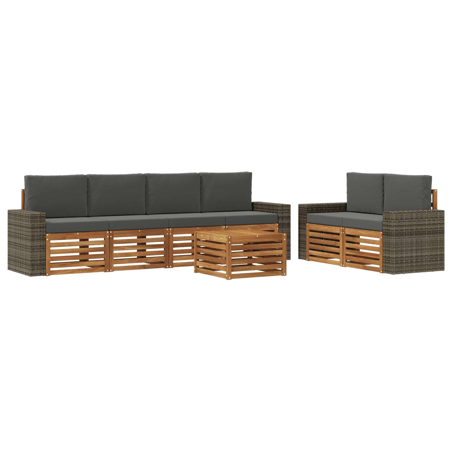 Outdoor-Sofagarnitur 7 stk. Natur und Anthrazit