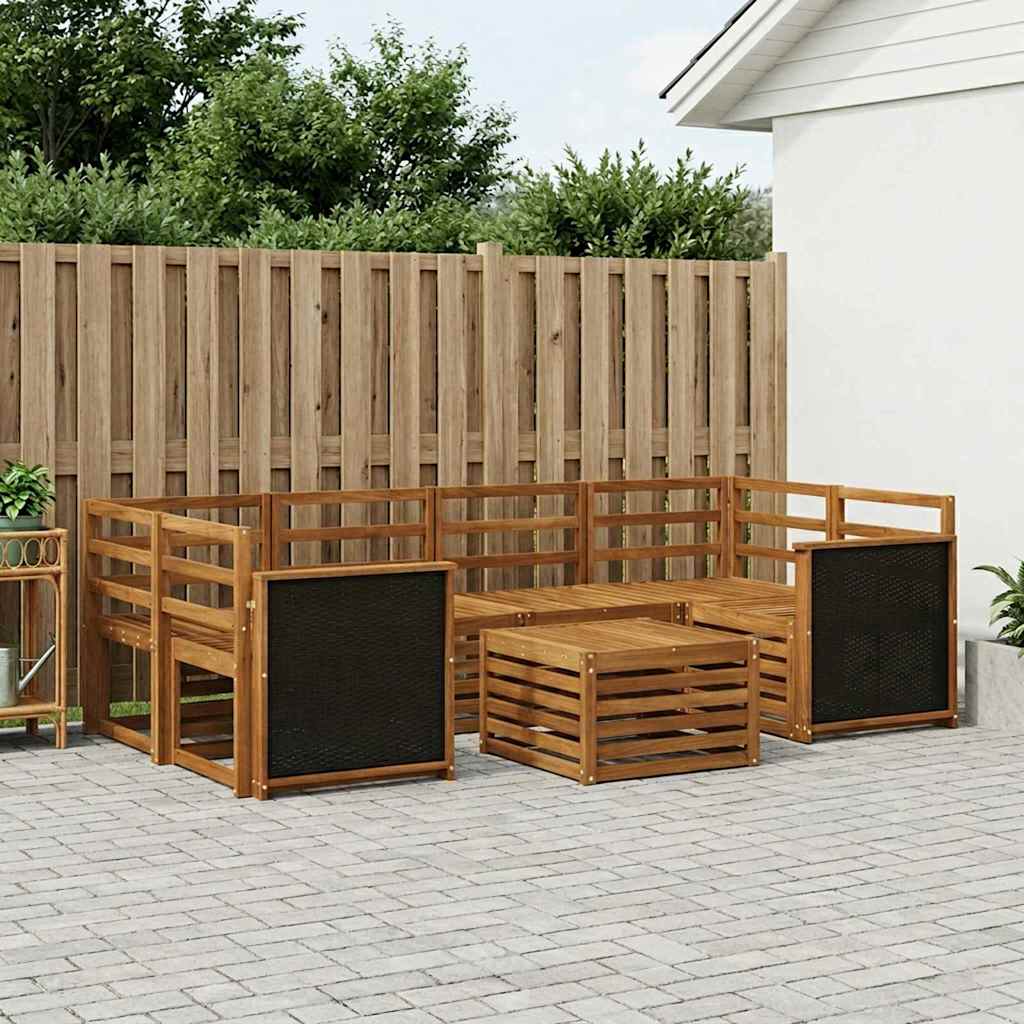 Outdoor-Sofagarnitur 7 pcs Natur Massivholz Akazie