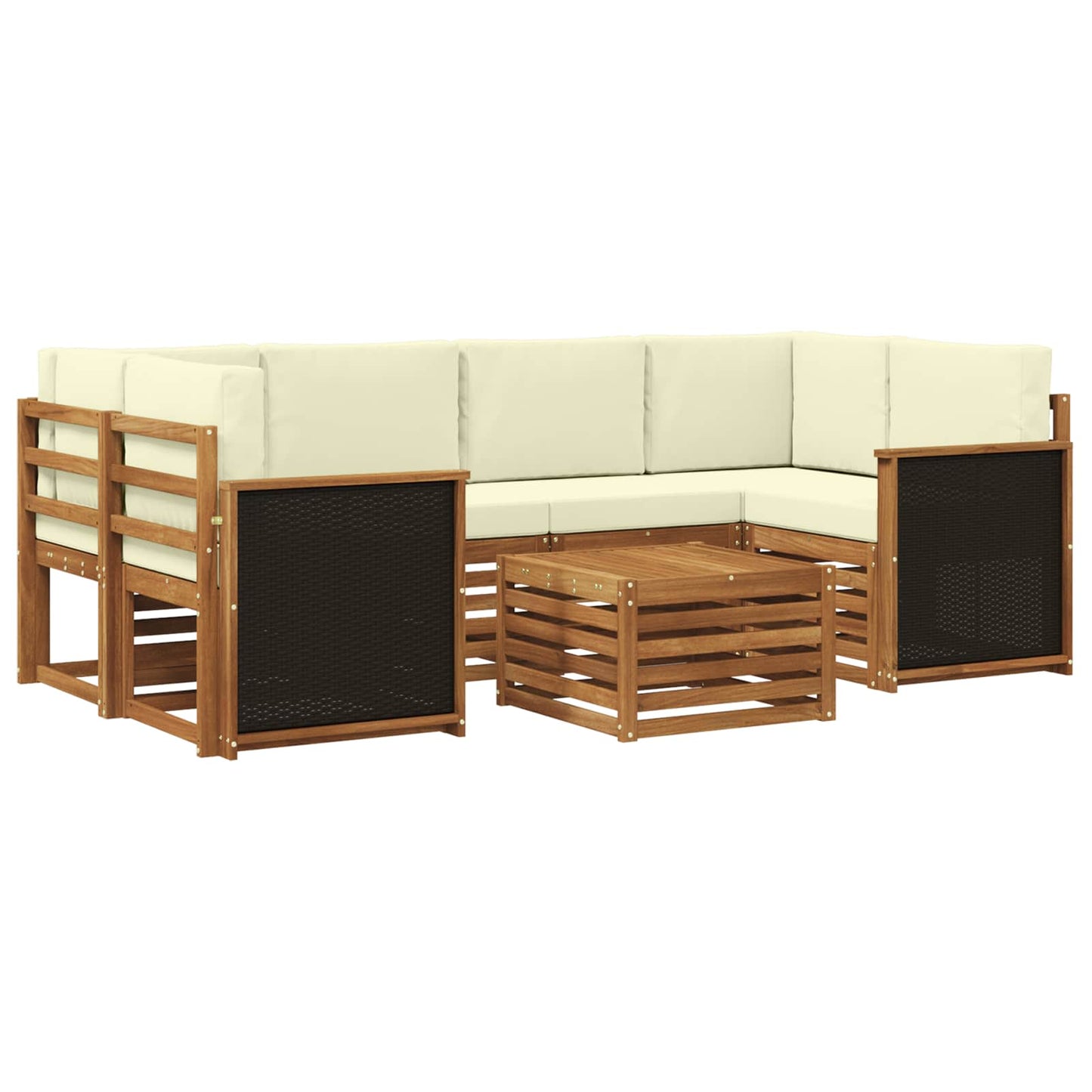 Outdoor-Sofagarnitur 7 pcs Natur und Creme Massivholz Akazie