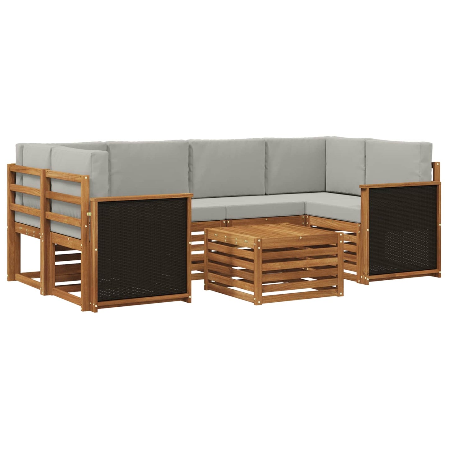 Outdoor-Sofagarnitur mit Kissen 7 pcs Natürlich und Hellgrau
