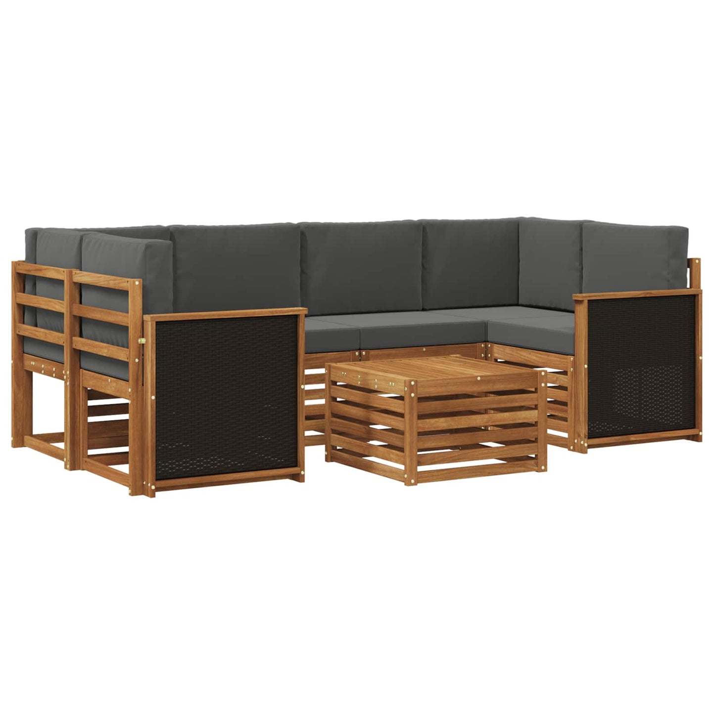 Outdoor-Sofagarnitur mit Kissen 7 pcs Natur und Anthrazit