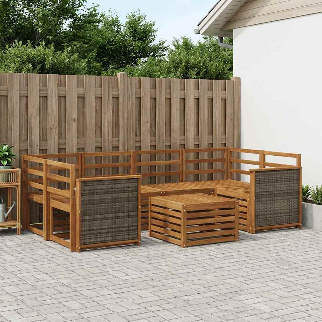 Outdoor-Sofagarnitur 7 pcs Natur Massivholz Akazie
