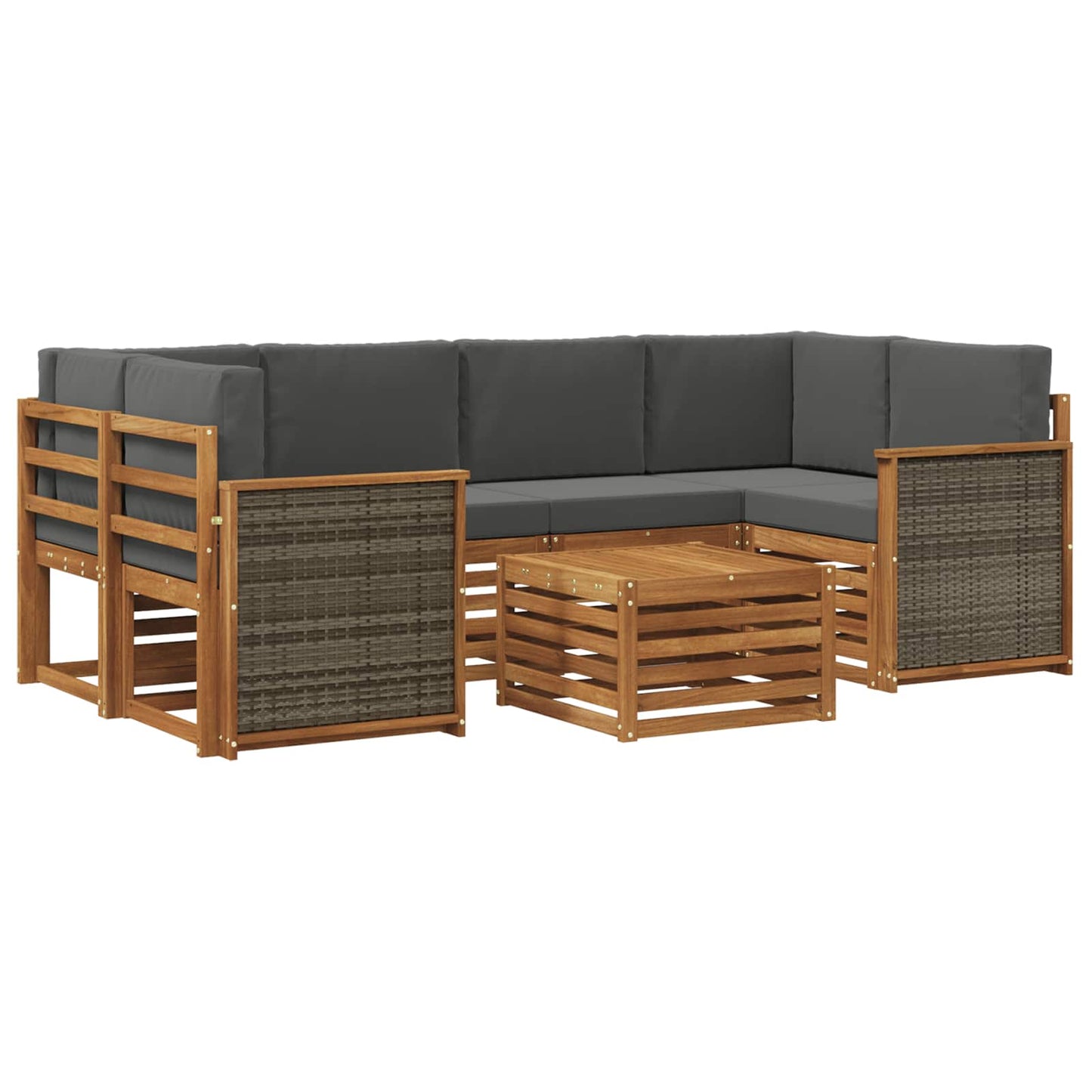 Outdoor-Sofagarnitur mit Kissen 7 pcs Natur und Anthrazit