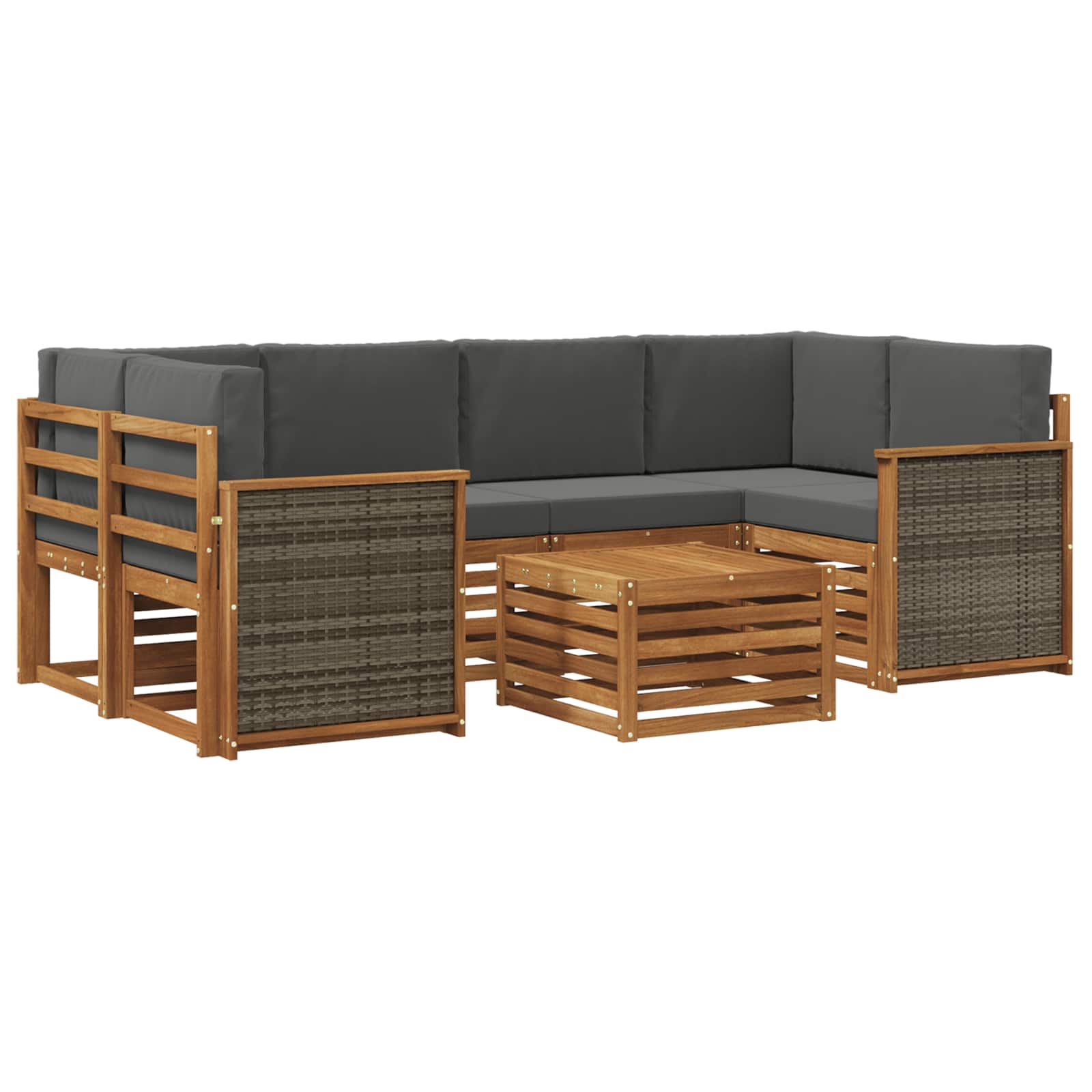 Outdoor-Sofagarnitur mit Kissen 7 pcs Natur und Anthrazit