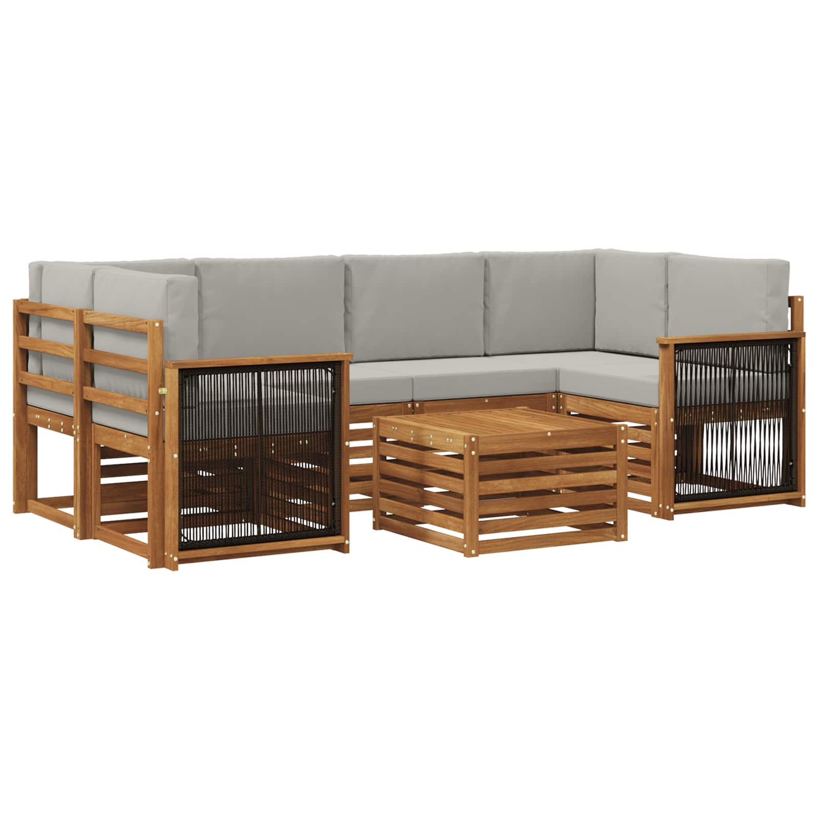 Outdoor-Sofagarnitur mit Kissen 7 pcs Natürlich und Hellgrau