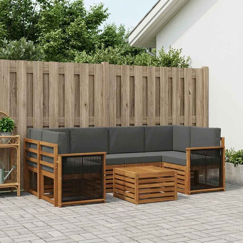Outdoor-Sofagarnitur mit Kissen 7 pcs Natur und Anthrazit