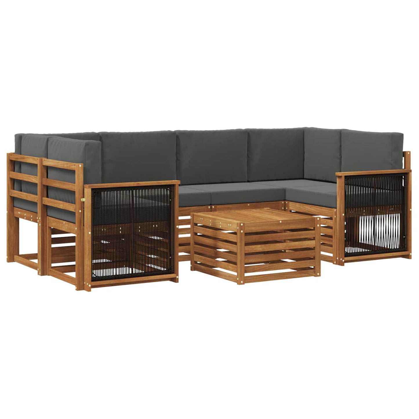 Outdoor-Sofagarnitur mit Kissen 7 pcs Natur und Anthrazit