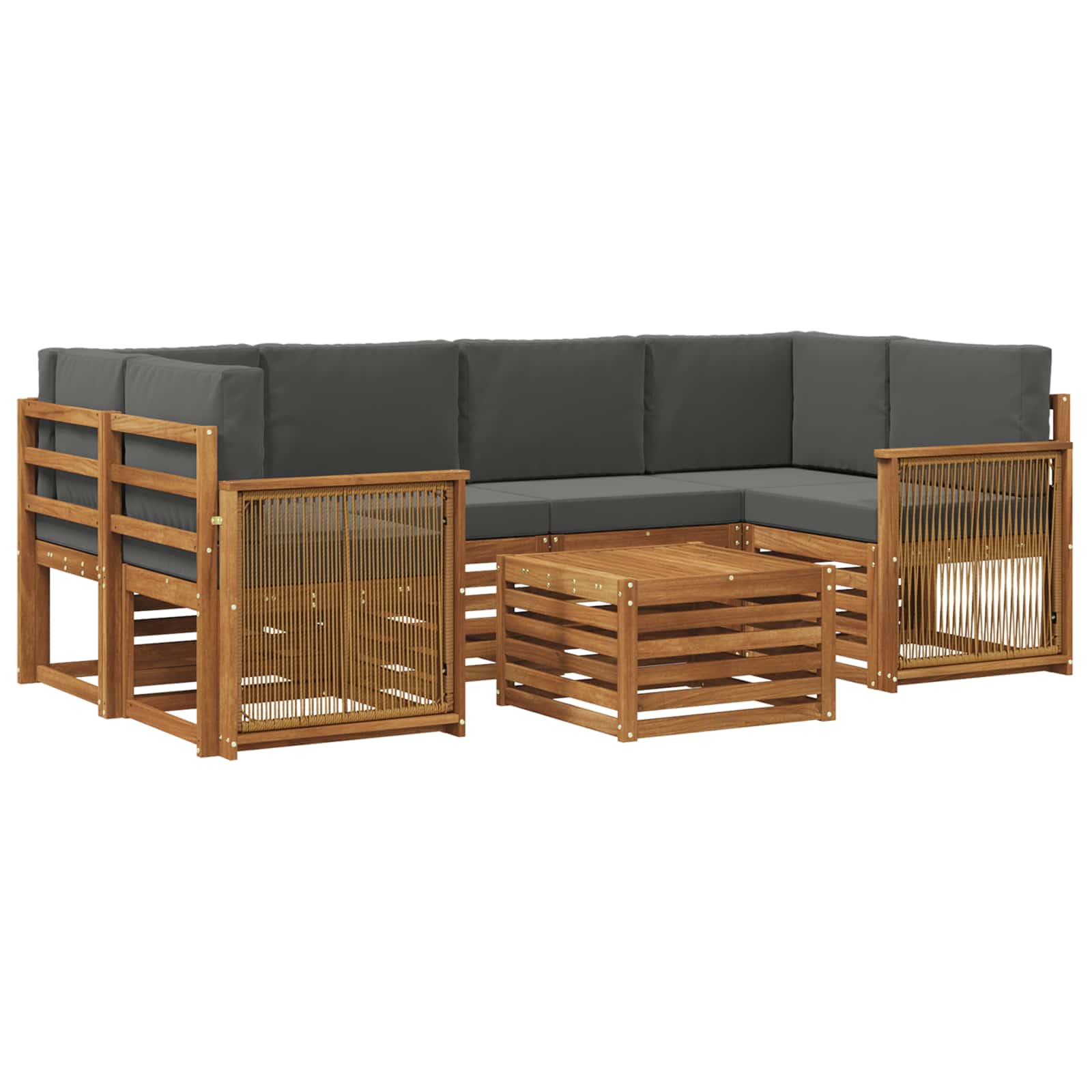 Outdoor-Sofagarnitur mit Kissen 7 pcs Natur und Anthrazit