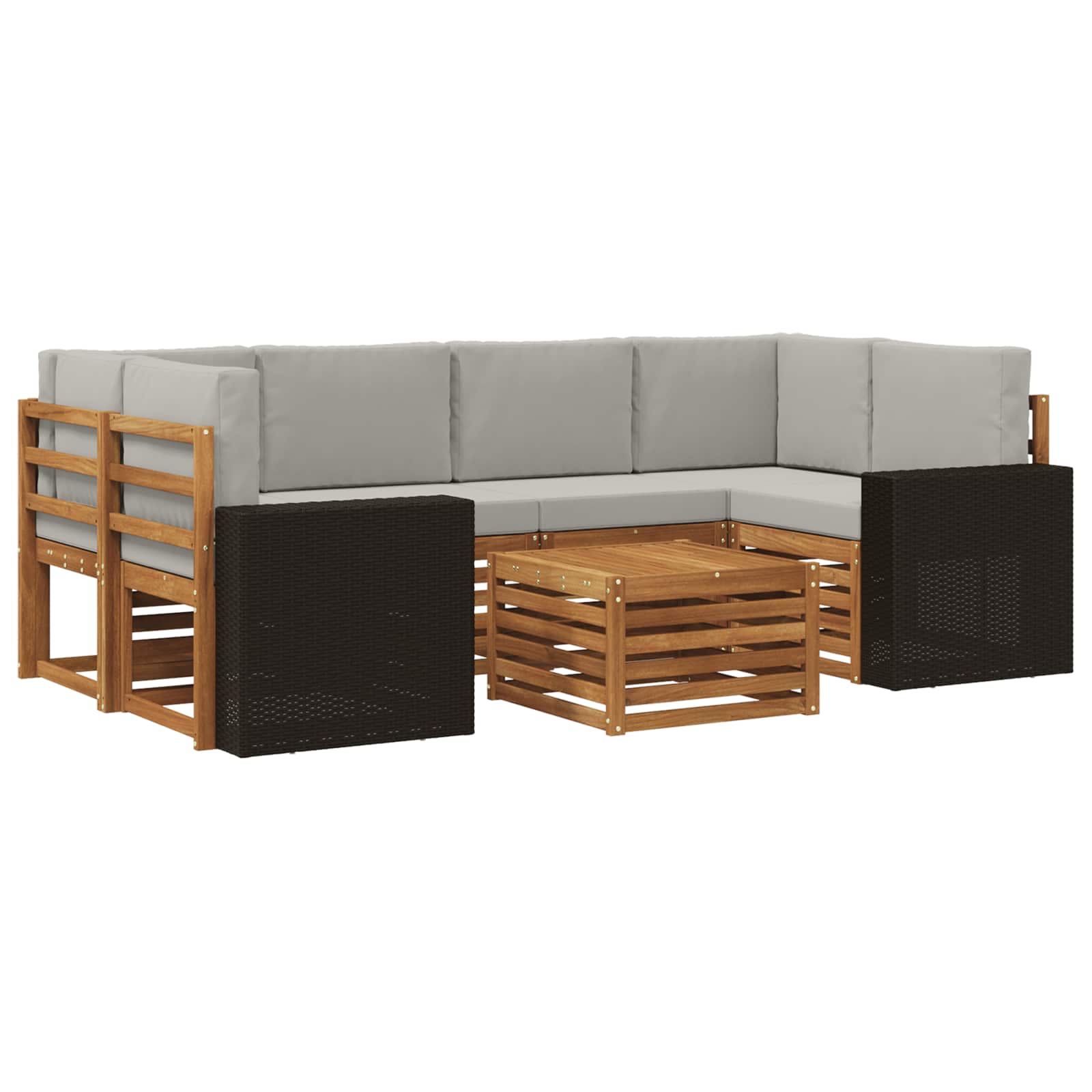 Outdoor-Sofagarnitur mit Kissen 7 pcs Natürlich und Hellgrau